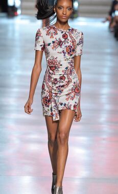 Paco Rabanne Red Floral Paisley Ruched Short Sleeve Mini Dress, C37 ITAL Sz 40,